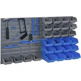 Homcom DURHAND Wandregal mit Stapelboxen 44 tlg Werkzeughalter Werkzeugwand Blau+Grau