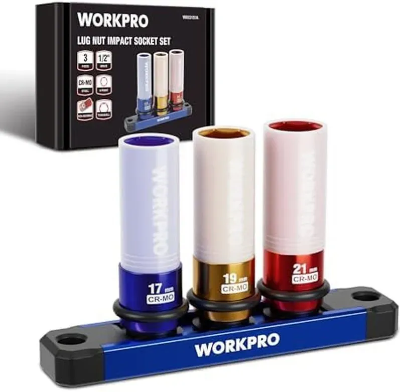 WORKPRO 3-teiliges 1/2‐Zoll-Reifenschutz mit Gummibändern und Aufhängeschlaufen-Set