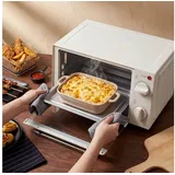 HOMCOM Minibackofen 9 L, 750W, mit Backblech, Grillrost, Temperaturbereich bis 230°C, zum Grillen, Backen, Toasten, Cremeweiß weiß 35 cm x 20 cm x 24.6 cm