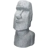 ECD Germany Moai Figur Rapa Nui Kopf 53,5 cm Hoch aus Steinguss Kunstharz Grau