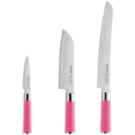 F.Dick F. DICK Pink Spirit Set (3-Teiliges Messerset, bestehend aus Santoku/Officemesser/Brotmesser, Küchenmesser) 81798000-79