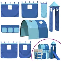 vidaXL Vorhänge für Hochbett mit Tunnel und Turm Blau