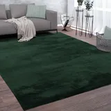 Paco Home Teppich Wohnzimmer Kurzflor Waschbar Weich rutschfest Modern Einfarbiges Muster Grün, Grösse:80x150 cm