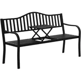 Outsunny Gartenbank, Schwarz, Metall, 150x90x58.5 cm, Gartenmöbel, Gartenbänke
