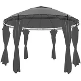 DOTMALL Pergola Gartenpavillion mit Vorhängen Rund 3,5x2,7 m Anthrazit