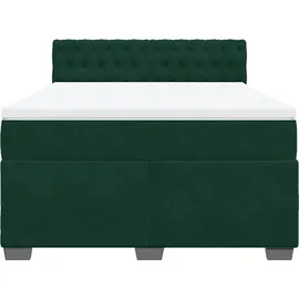 vidaXL Boxspringbett 140 x 200 cm Dunkelgrün