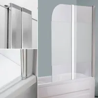 MuCoLa Badewannenaufsatz Glas Badewannen Milchglas Duschabtrennung Badewannenfaltwand Satiniert Aufsatz