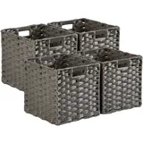 MANGATA Aufbewahrungskorb, 31x31 cm Körbe Aufbewahrung, Korb geflochten aus Polypropylene, 31x31x31 cm, Aschgrau, 4er-Pack