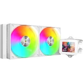 Mars Gaming ML-VISION240, Flüssigkeitskühlung AIO, TDP 500W, 2x ARGB-Lüfter mit Kupfer und Aluminium-FDB-Kern, 4:3 IPS LCD-Display mit 360° Rotation und Software, Universeller Multisockel, Weiß