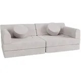 Juskys Kindersofa Kayo  mit Burgmotiv Polyester beige