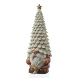 MARELIDA LED Weihnachtswichtel mit beleuchteter Mütze Dekofigur 29cm Timer Batterie