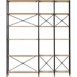 Mehrzweckregal HOME AFFAIRE, beige (natur, schwarz), B:170cm H:210cm T:30cm, Metall, MDF, Regale, MDF mit Akazie-Dekor