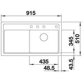 Blanco Zenar 5 S rechts Einbau von Oben anthrazit Handbetätigung 915 x 510 mm