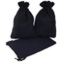 Frau WUNDERVoll® 12 Geschenksäckchen schwarz 15 x 10 cm Baumwolle Adventskalender Säckchen