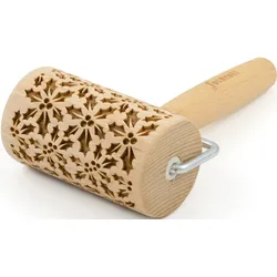 Teigroller FOLKROLL "3D-Motiv-Teigrolle", braun, L:9,5cm, Buchenholz, Teigroller, Stechpalme