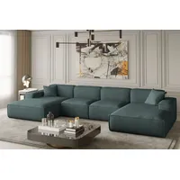 Wohnlandschaft U-Form CELES in Stoff Opera Velvet Saphir - Blau