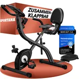 Sportana SPORTANA® Heimtrainer Fahrrad EAGLE 4-4in1 Ausdauer Ergometer - Trainings App - Klappbar - LCD Display - Höhenverstellbar - Fitnessbänder - Hometrainer, Fitnessbike, Workout Bike, Indoor Bike