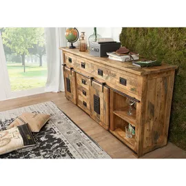 Massivmoebel24 Sideboard 200 x 90 x 45 cm Natur lackiert / Beige