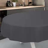 ANRO Wachstuch-Tischdecke abwaschbar Oval 200 x 140 cm Anthrazit