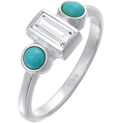 Elli PREMIUM Ring Topas Howlith Türkis Verlobung 925 Silber rhodiniert 54 Damen 