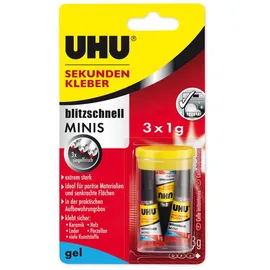 UHU Sekundenkleber Minis Gel 3x 1 g
