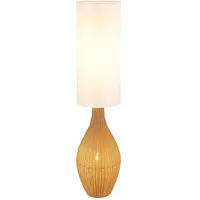 Nowa LED Stehlampe Rattan Optik braun Boho Stehleuchte Textil