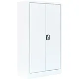 Flügeltürenschrank komplett montiert weiß 120x92x42cm Metallschrank abschließbar Lagerschrank Aktenschrank 2 Fachböden 530327