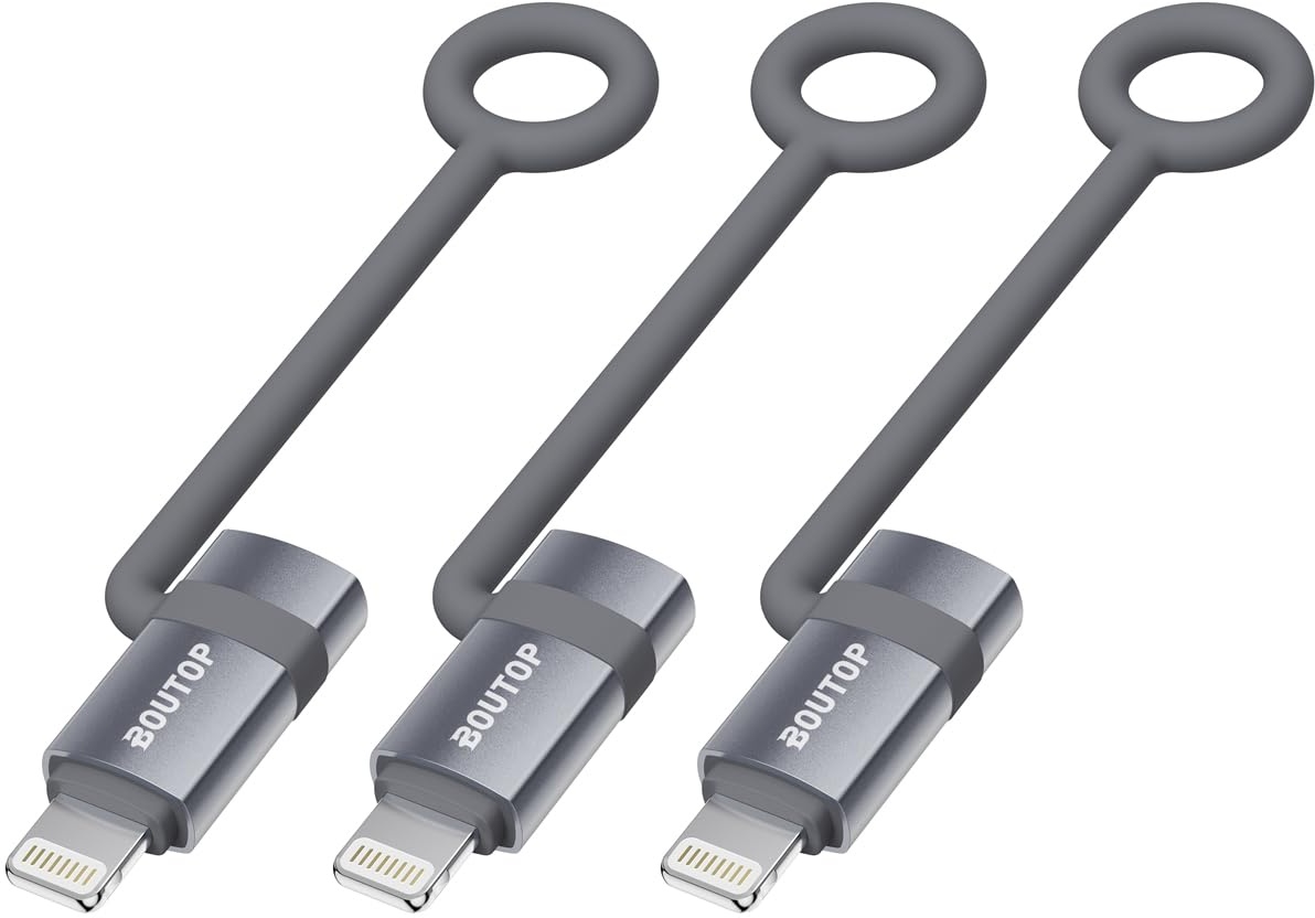 BOUTOP 2023 [Apple MFi Zertifiziert] 36W USB C auf Lightning Adapter für Schnelles Laden Kompatibel mit iPhone, iPad, iPod - [3 Stück, Hellgrau]