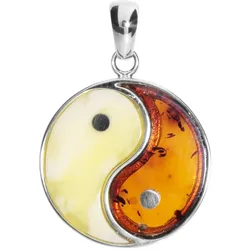 Ketten-Anhänger OSTSEE-SCHMUCK "Ostsee-Schmuck Anhänger Yin & Yang Anhänger Yin & Yang", weiß, Schmuckanhänger, Damen, 33 x 23mm, Silber 925 (Sterlingsilber), 4.3 g