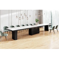 designimpex Esstisch Design Tisch HEK-111 Weiß / Schwarz Hochglanz XXL ausziehbar 180-468cm schwarz|weiß