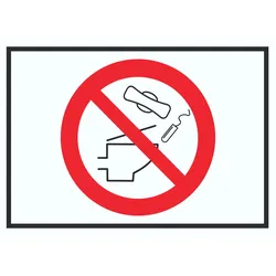 Keine Binden und Tampons ins WC werfen Symbol Schild A0 (841x1189mm)