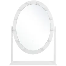 Beliani Badspiegel Weiß Metall, oval 50 x 60 cm