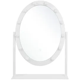 Beliani Badspiegel Weiß Metall, oval 50 x 60 cm