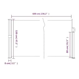 vidaXL Seitenmarkise 120 x 600 cm Taupe Polyester
