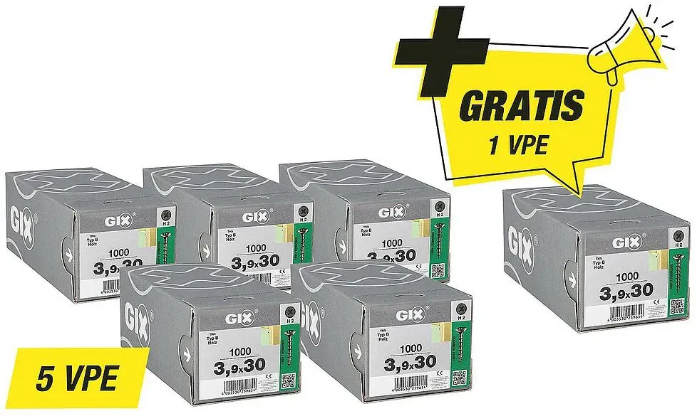 Schnellbauschrauben Spax Aktionsset GIX B - bestehend aus: 5 x 94 080 66 + 1 x 94 080 66 gratis