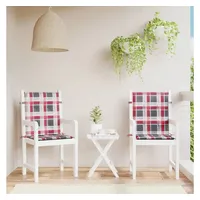 VidaXL Gartenstuhlauflagen 2 Stk. Rot Karomuster 100x50x4 cm