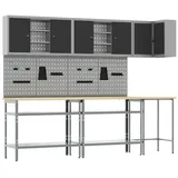 vidaXL Werkbank Werkstattschrank Set Set aus 10 Grau Stahl 255 x 55 x 220 cm, (10-tlg)