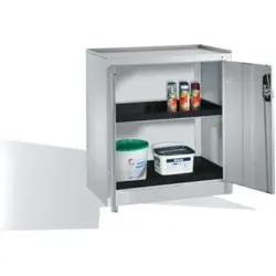 C+P Umwelt-Beistellschrank mit Drehtüren, 2 Polyethylen-Wannen, H1020xB930xT500mm Front Lichtgrau Korpus Lichtgrau