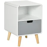 Homcom Nachttisch mit Schublade Offenem Fach Weiß 40 x 38 x 58 cm