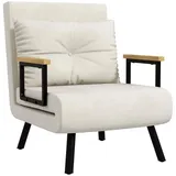 HOMCOM Schlafsessel 4 in 1 Sessel mit Schlaffunktion, 183 x 63 cm Klappbar Schlafsessel mit 5-stufig Verstellbarer Rückenlehne, Lendenkissen und Samtoptik für Wohnzimmer, Cremeweiß