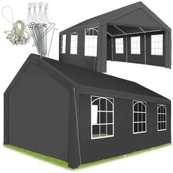 tectake® Pavillon, 6 x 4 m, Klicksystem, inklusive Spannseilen und Heringen
