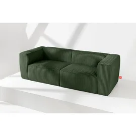 konsimo® 3-Sitzer Einzelsofa 3-Personen FEROX, hergestellt in der EU,aus breitem Cordstoff,Modern,3-Sitzer grün