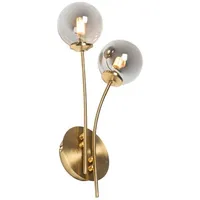 QAZQA Moderne Wandleuchte Gold 2-Licht mit Rauchglas - Athen
