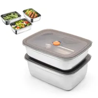 HSUYUN 2 Stück Frischhalteboxen mit Deckel, 316 Edelstahl Gefrierdosen Set, Versiegelt Edelstahldosen mit Deckel, 1000 ml und 1500 ml, für Picknick, Zuhause, Schule