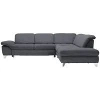 Beldomo Style Ecksofa, Anthrazit, Textil, Uni, 5-Sitzer, Ottomane rechts, L-Form, 319x260 cm, Goldenes M, seitenverkehrt erhältlich, Bettfunktion Hocker erhältlich, Wohnzimmer, Sofas & Couches, Wohnlandschaften, Ecksofas