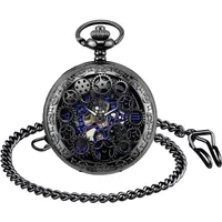 Unendlich U Herren Römische Ziffern Skala Taschenuhr mit Halskette Kette Analog Handaufzug Unisex Retro Steampunk Mechanische Kettenuhr