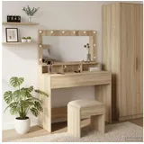 vidaXL Schminktisch mit LED-Leuchten Sonoma Eiche 100x41x135 cm