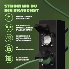 monzana Gartensteckdose 4-fach Schwarz 1 St.