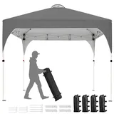Yaheetech Faltpavillon 3x3 m Pop-Up Pavillon, Höhenverstellbar Gartenpavillon, Wasserdicht & Sonnenschutz Partyzelt Gartenzelt mit Rolltragetasche für Outdoor Markt Garten Hof, Dunkelgrau