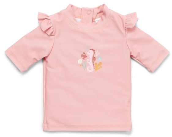 Bade-T-Shirt kurzarm Rüschen Seahorse Pink gr. 86/92 | Little Dutch